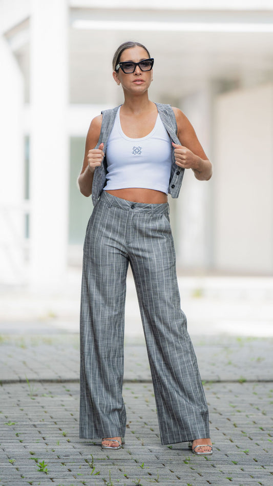 Crop top Branco Bordado